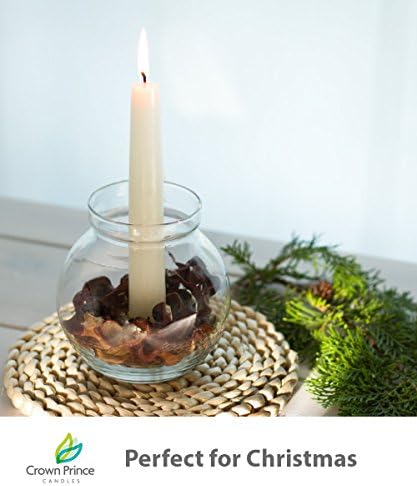 Christmas Taper Candles - 10 Inch Luxury White Candles - Unscented, Radiant Flame, Slim &amp; Elegant, Dripless Natural Wax Bulk Set of 8 - Tapers Suitable for Candle Holders or Church Decorations