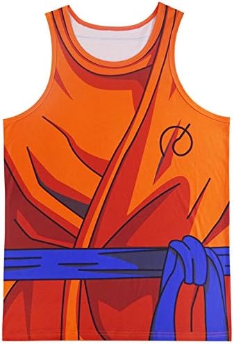 Yoyomanworld Men's Goku Vegeta Tank Top Saiyan Cosplay Costume (M, Super)