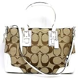 Authentic Coach Hamptons Signature Convertable Shoulder Satchel Tote Handbag Khaki White Silver 13812 51e%2BHTwIQsL. SL160 Authentic Coach Hamptons Signature Convertable Shoulder Satchel Tote Handbag Khaki White Silver 13812