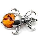 Sterling Silver Baltic Amber Spider Pin