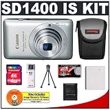 Cheap Canon PowerShot SD1400 IS Digital ELPH Camera (Silver) + 4GB Card + Case + NB-4L Battery + Accessory Kit