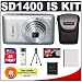 Canon PowerShot SD1400 IS Digital ELPH Camera (Silver) + 4GB Card + Case + NB-4L Battery + Accessory Kit