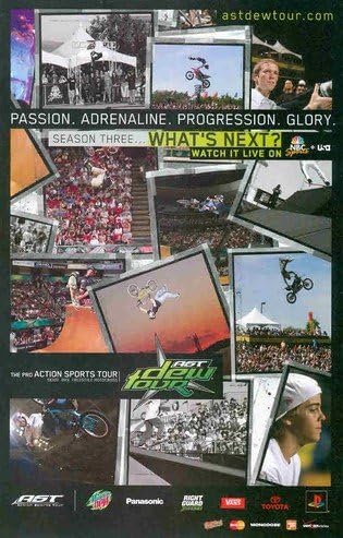 AST Dew Tour: Kenny Bartram, Bucky Lasek, Dave Mirra, Greg Lutzka, Shaun White: Mtn. Dew: Great Original Photo Print Ad!
