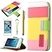 ULAK Wallet Cover for Apple iPhone 5/5S Colorful Wallet Synthetic Leather Credit Card Holder Pouch Case (Red/Yellow/Baby Pink)