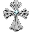 14K White Gold Aquamarine Cross Pendant