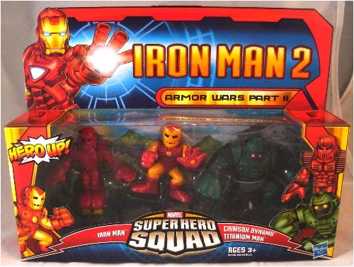 Iron Man 2 Super Hero Squad Armor Wars Action Figure 3Pack Iron Man Prototype, Crimson Dynamo & Titanium Man