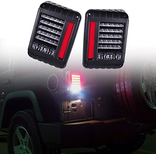 Ohmu Black Clear Lens Led Tail Light Assembly Brake Reverse Turn Signal Lamp Daytime Runing Light for 07-15 Jeep Wrangler Jk &amp; Unlimited Sahara Rubicon Accessories Assemble