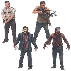 AMC's The Walking Dead TV Series Action Figure Bundle (includes Deputy Rick Grimes, Daryl Dixon, Zombie Biter & Zombie Walker)