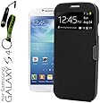 YESOO (Black) Smart View Flip Cover With Magnetic flap closure Case for Samsung Galaxy S4 S IV SIV S 4 Iv Gt-i9500 With Aluminum Touch Pen And Silicone Key Chain (Compatible Model: AT&T, T-Mobile, Sprint, Verizon, US Cellular)
