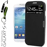 YESOO (Black) Smart View Flip Cover With Magnetic flap closure Case for Samsung Galaxy S4 S IV SIV S 4 Iv Gt-i9500 With Aluminum Touch Pen And Silicone Key Chain (Compatible Model: AT&T, T-Mobile, Sprint, Verizon, US Cellular)