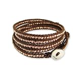 Chan Luu Rose Gold Brown Leather Wrap Bracelet
