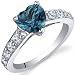 Dazzling Love 1.25 Carats London Blue Topaz Ring in Sterling Silver Size 5 to 9