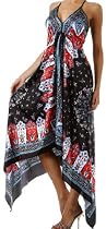 Silk Feel Handkerchief Hem Criss Cross Back Adjustable Maxi / Long Dress
