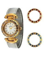 Peugeot Womens 641 Two-tone Interchangeable Bezel Expansion Bracelet Watch