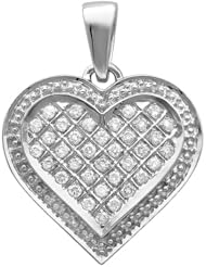 0.75 Carat (ctw) 10K White Gold Diamond Ladies Heart Pendant 3/4 CT