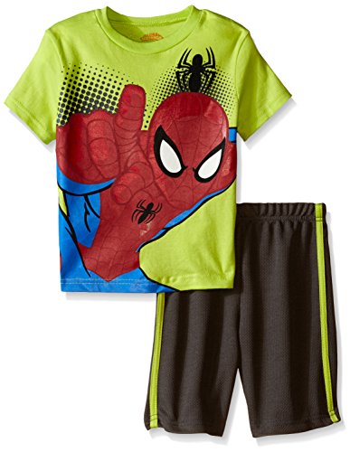 Marvel Boys' Spiderman Mesh Short Set, Green, 7