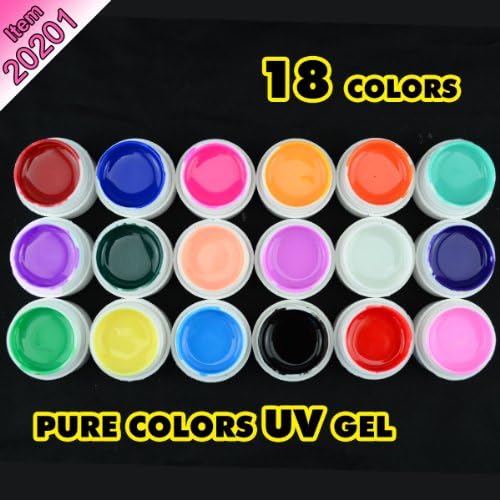 HotEnergy Pure Colors UV Gel for UV Nail Art Tips Extension Professional Nail Art UV Gel 12/18/24/30 Pot (18 colors)