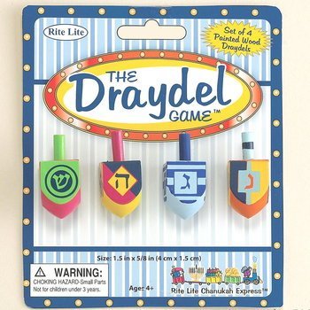 The Draydel Game - Set Of 4 Painted Wood Dreidels
