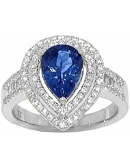 18K White Gold Sapphire and Diamond Ring -- LIFETIME WARRANTY