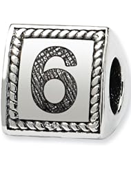 Reflection Beads Silver Number 6 Three Sided Number Block Bead