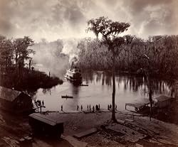 Steamboat Approaches Dock in Silver Springs, Florida, ca. 1886 - 16" x 20" - Fine-Art Gicl??e Photographic Print of an Image from the Library of Congress Collection