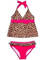 Pink Platinum Toddler Girls Swimwear Leopard Print 2Pc Tankini Swimsuit, Brown 4T