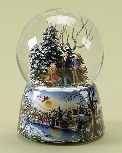 Pack of 2 Musical Ice Skating Scene Christmas Snow Globe Glitterdomes