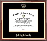 Liberty University Flames - Embossed Seal - Mahogany Gold Trim - Diploma Frame