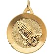14K Yellow Gold Praying Hands Pendant - 21.00mm