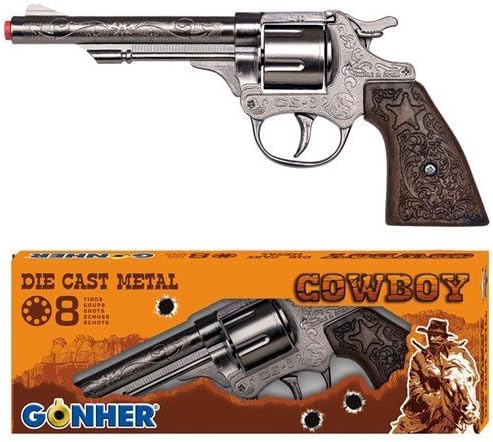 Gonher Diecast Metal 8 Ring Shot Cowboy Gun Boxed by Gonher