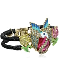 Betsey Johnson "Fairyland" Swan Hinged Bangle Bracelet, 8"