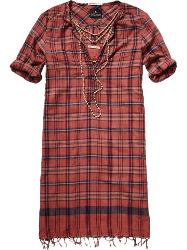Maison Scotch Damen Kleid (knielang) 12210288787 - checked dress w/fringed hem, Gr. 36 (S/ Preisvergleich