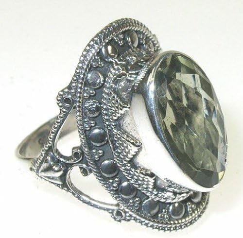 Size 9 Green Amethyst Sterling Silver Ring