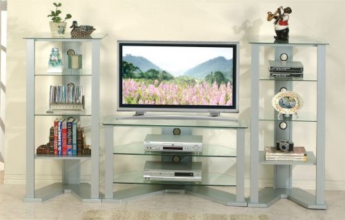 3pcs Entertainment Center Set - Silver Finish