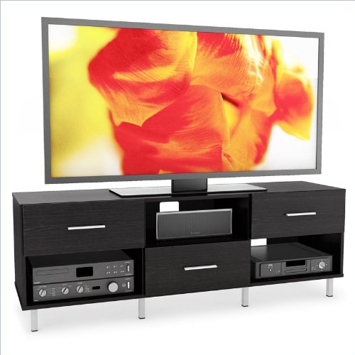 Sonax E-0004-VT Sedona Staggered 3-Drawer TV/Component Bench, 60-Inch, Ravenwood Black On Sale