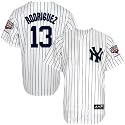 Majestic New York Yankees 2009 World Series Champions #13 Alex Rodriguez White Pinstripe Home Baseball Jersey