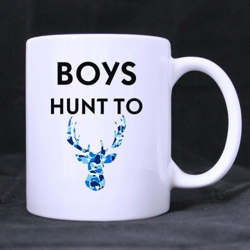 Funny Boy Mug - Funny Style Blue Teal Camouflage Deer Head Boys Hunt TO Deer/Dear Coffee Tea or Tea Cup - 11 ounces