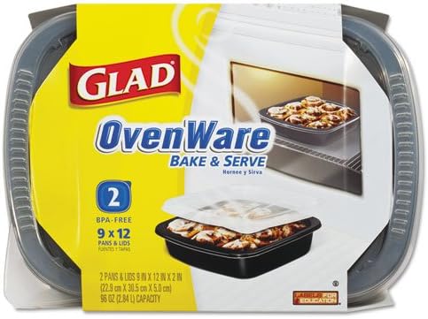 Glad SimplyCooking OvenWare 9x12 Baking Containers, Black/Clear - two pans with lids per carton.