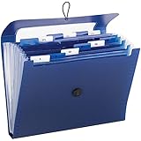 Smead Step Index Poly Organizer, 12 Pockets (Each Holds up to 50 Sheets), Flap and Cord Closure, Letter Size, Navy ( 70902)