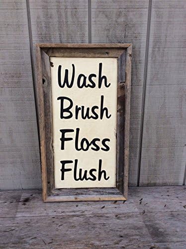 Wash Brush Floss Flush Bathroom Sign Bathroom Rules