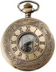 Unisex Mechanical Analog Vintage Retro Bronze Vintage Pocket Watch Mens Womens