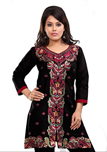 Designer Collection of Cotton Kurti Tunic Tops with colorful Silk Embroidery