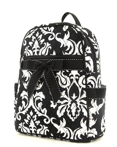 Belvah Medium Quilted Damask Print Backpack Style Handbag - Choice of Colors