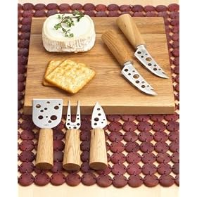Sagaform Set of Three Stainless Steel Cheese Knives with Oak Handles by Sagaform