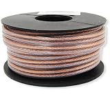 GLS Audio Premium 16 Gauge 25 Feet Speaker Wire - True 16AWG Speaker Cable 25ft Clear Jacket - High Quality 25' Spool Roll 16G 12/2 Bulk