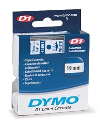 Dymo D-1 0.75 Inches x 23 Feet, Blue Print On White Tape, 1/Card (45804)