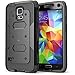 Galaxy S5 Case, i-Blason Armorbox Dual Layer Hybrid Full-body Protective Case with Front Cover and Built-in Screen Protector / Impact Resistant Bumpers (Black)