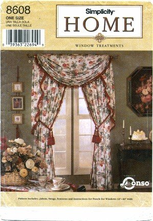 Simplicity 8608 Sewing Pattern Home Window Treatments Festoon Jabot Swag Drapes Panels