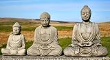 Set of 3 Big Buddha Garden Oriental stone Statues - Ornaments