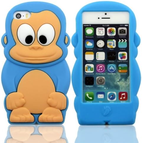 LETOiNG-5GJ#03 Silicone 3D Monkey Design Case / Skin / Cover for iPhone 5/5S-Blue Color